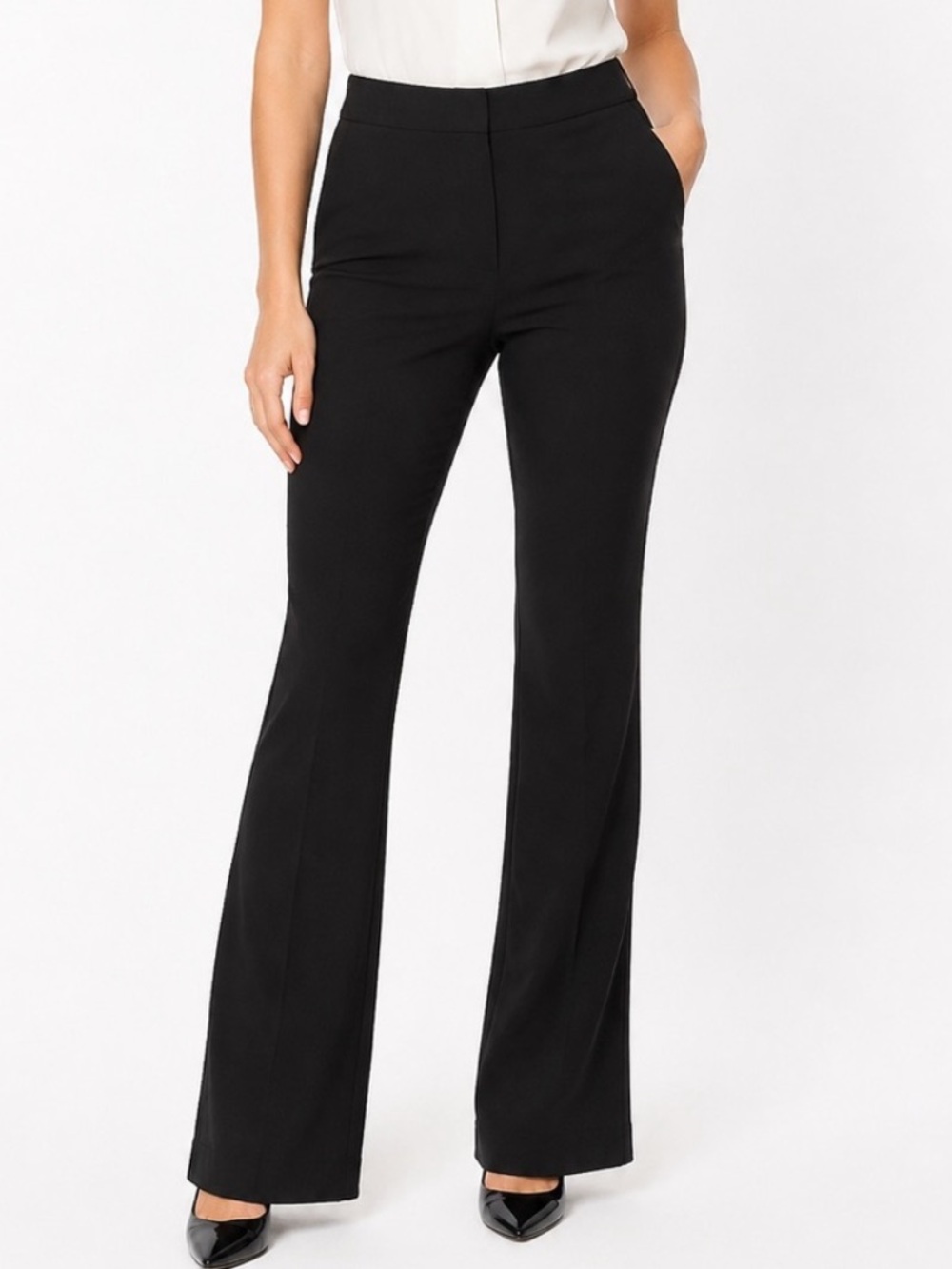 Ramy Brook Lincoln Black Luxe Crepe Flare Dress Pants Trousers Size 6 Stretchy